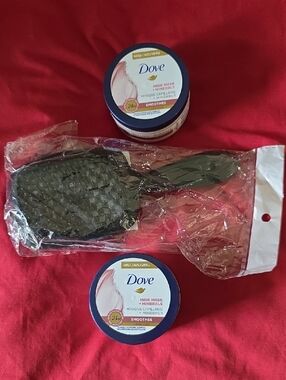 Dove Hair Mask Duo (2) with Black Paddle Brush - Unbrush Dup 3 Item Bundle